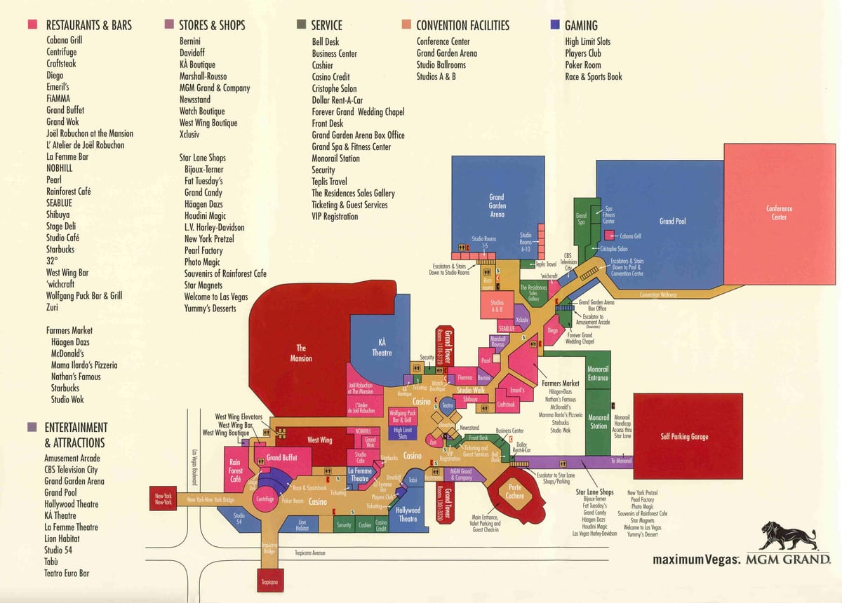 kaart MGM grand Las Vegas