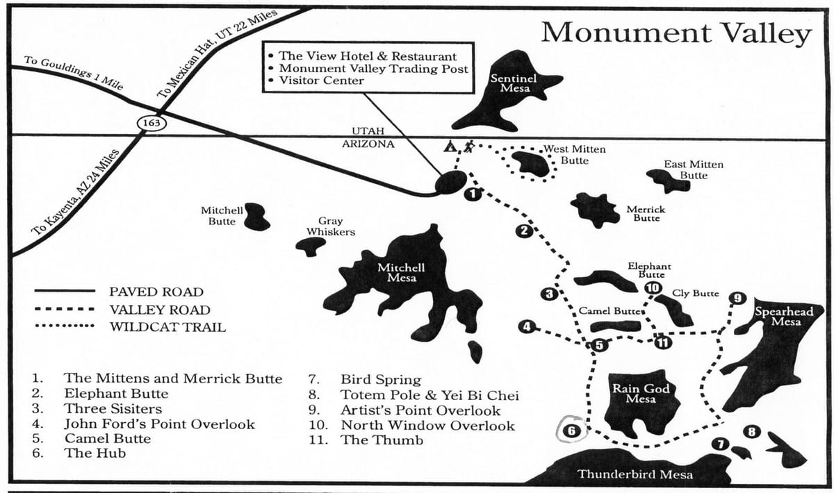 kaart monument valley