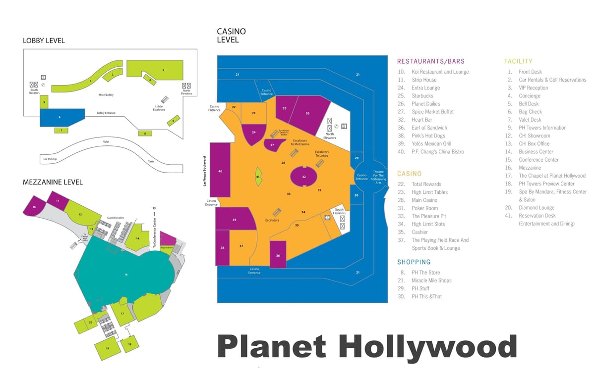 Las Vegas strip kaart Planet Hollywood