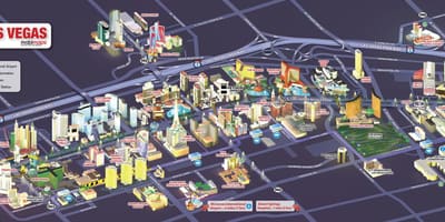Kaart kasiinod Las Vegas strip kohta